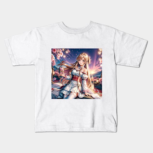 asuna valentine Kids T-Shirt by WabiSabi Wonders